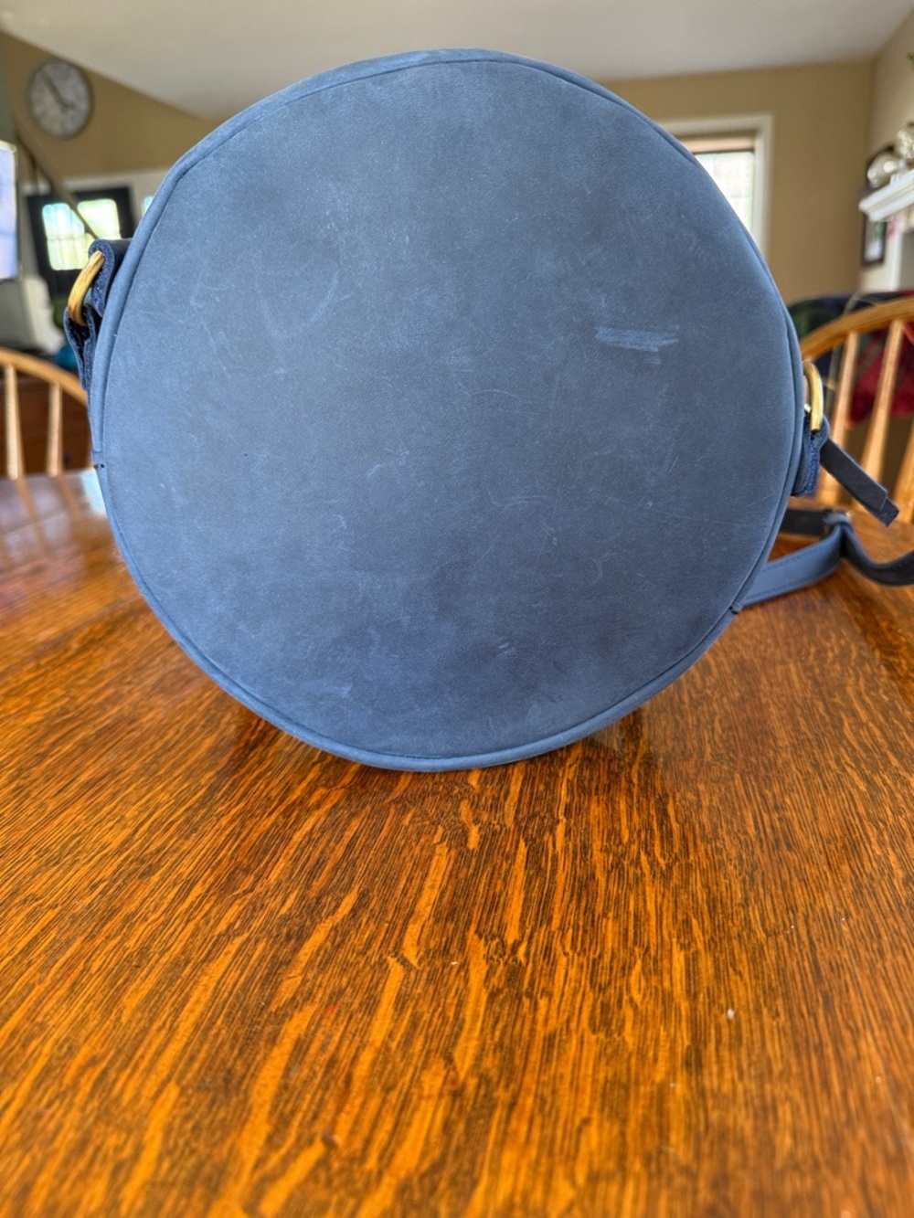 Portland Leather Circular Crossbody Bag - Blue - Picture 2 of 6